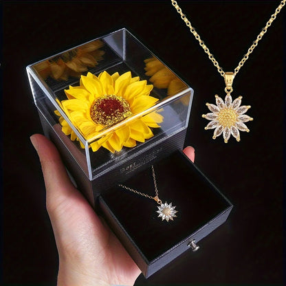 Elegant Sunflower Necklace Gift Set