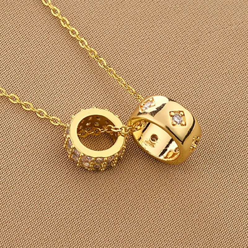 Gold Colour Ring Pendant Necklace