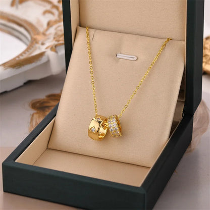 Gold Colour Ring Pendant Necklace