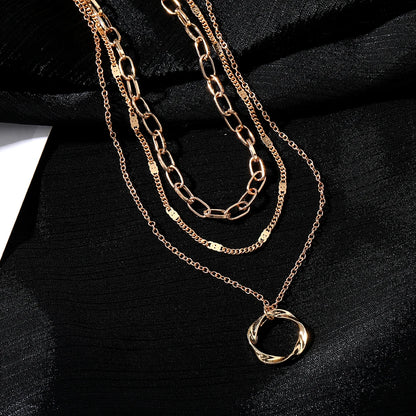 Gold Colour Multi Layered Chains Necklace